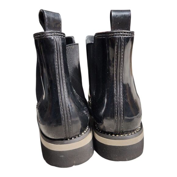 Naturalizer Women's Luna Chelsea Rain Boots Sz 8 Black Glossy Rhinestones - Picture 4 of 8
